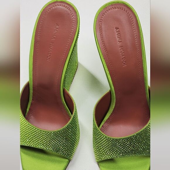 Amina Muaddi Lupita Crystal Wedges - White/Crystals EU 39.5‎  New - Picture 11 of 11